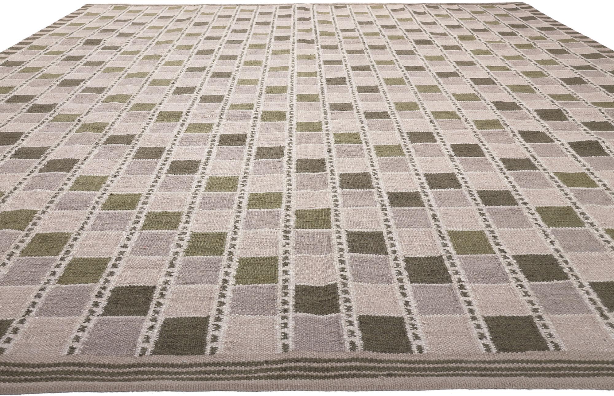 Schwedischer Kelim-Teppich im schwedischen Stil, skandinavische Moderne auf japanischem Zen (Skandinavische Moderne) im Angebot