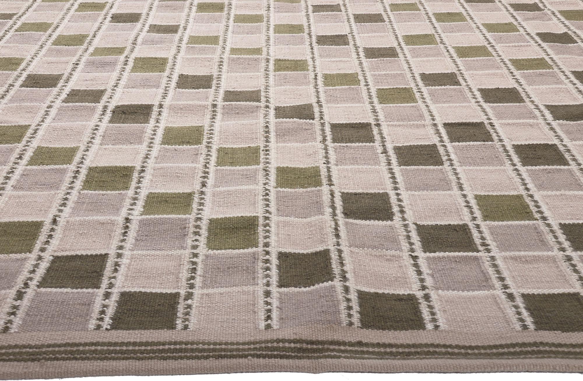 Schwedischer Kelim-Teppich im schwedischen Stil, skandinavische Moderne auf japanischem Zen (Indisch) im Angebot