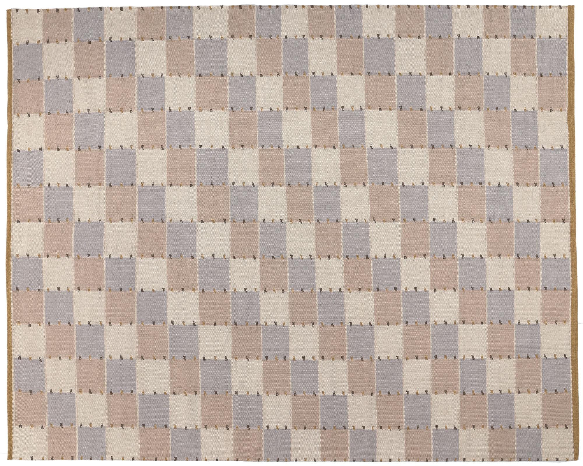 Kilim-Teppich im schwedischen Stil, skandinavische Modernität trifft auf minimalistischen Kubismus im Angebot 2