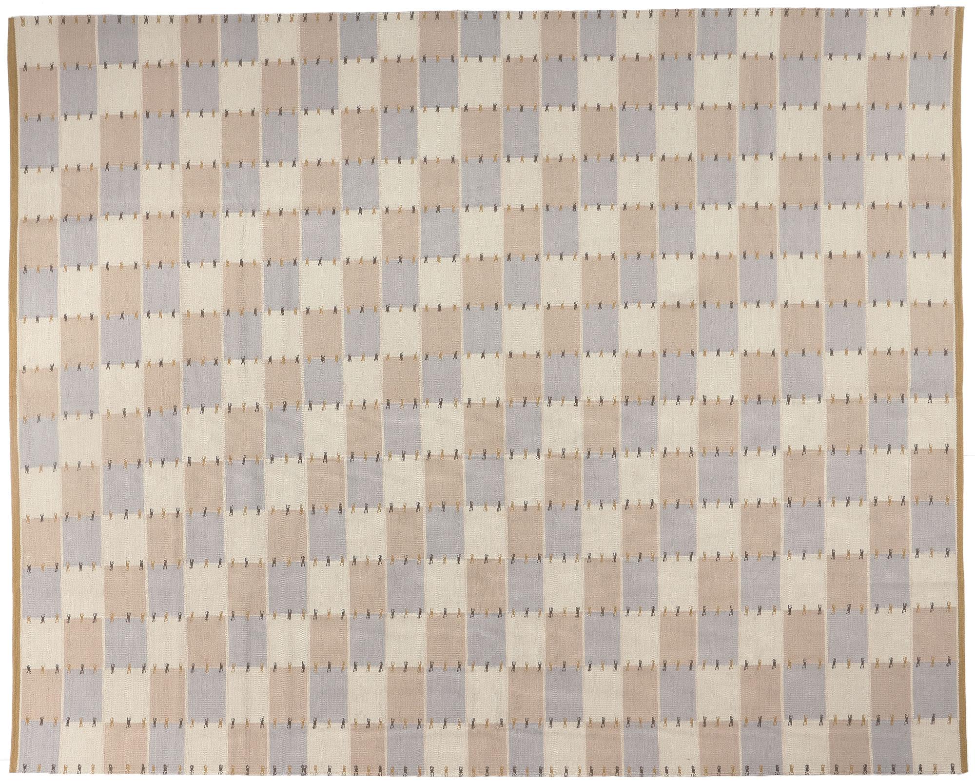 Kilim-Teppich im schwedischen Stil, skandinavische Modernität trifft auf minimalistischen Kubismus im Angebot 2