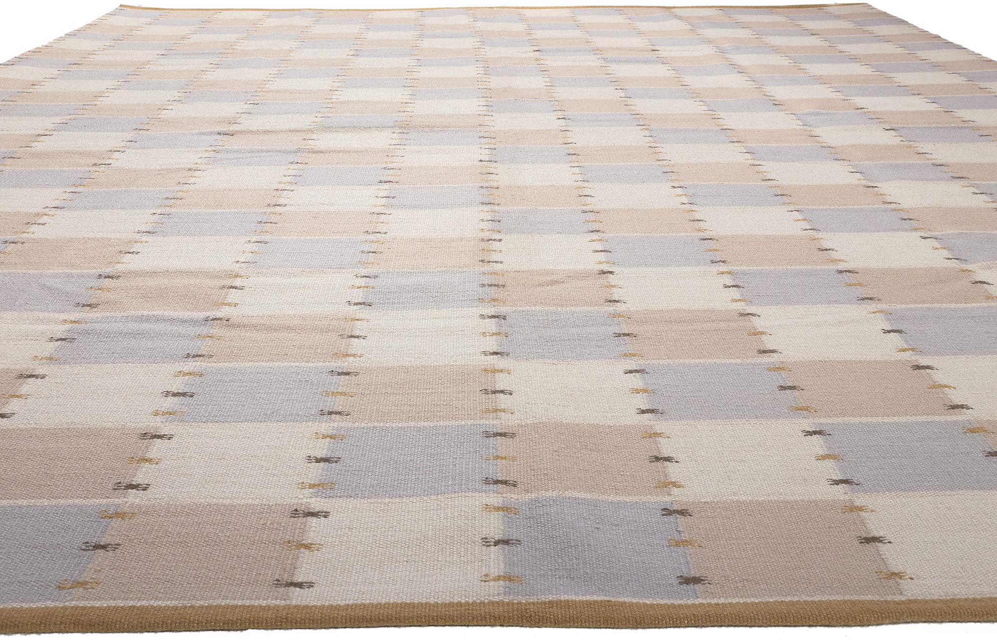 Kilim-Teppich im schwedischen Stil, skandinavische Modernität trifft auf minimalistischen Kubismus (Skandinavische Moderne) im Angebot