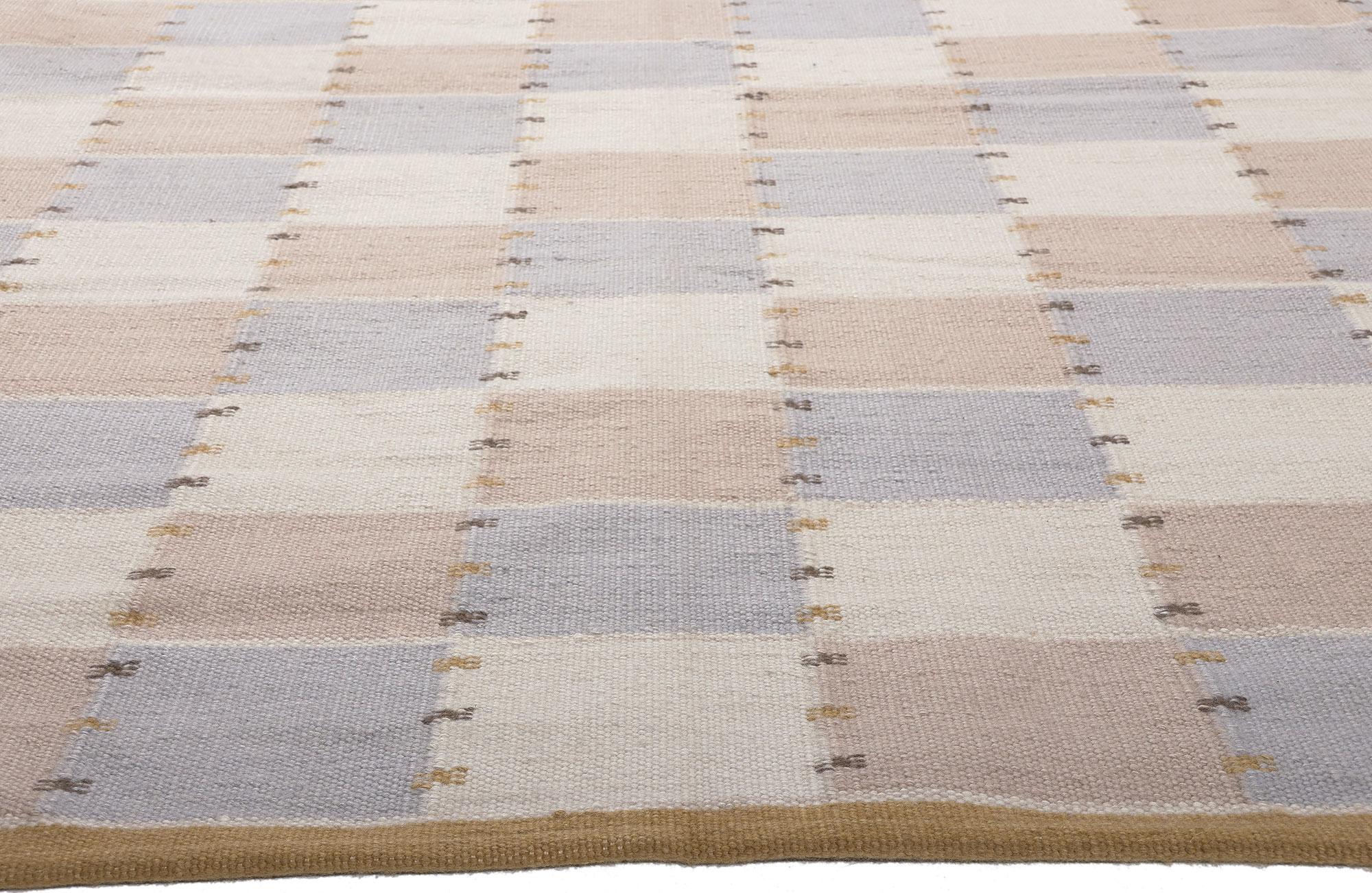 Kilim-Teppich im schwedischen Stil, skandinavische Modernität trifft auf minimalistischen Kubismus (Indisch) im Angebot