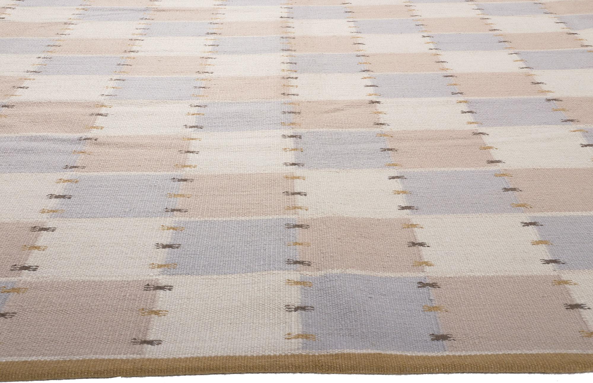 Kilim-Teppich im schwedischen Stil, skandinavische Modernität trifft auf minimalistischen Kubismus (Indisch) im Angebot