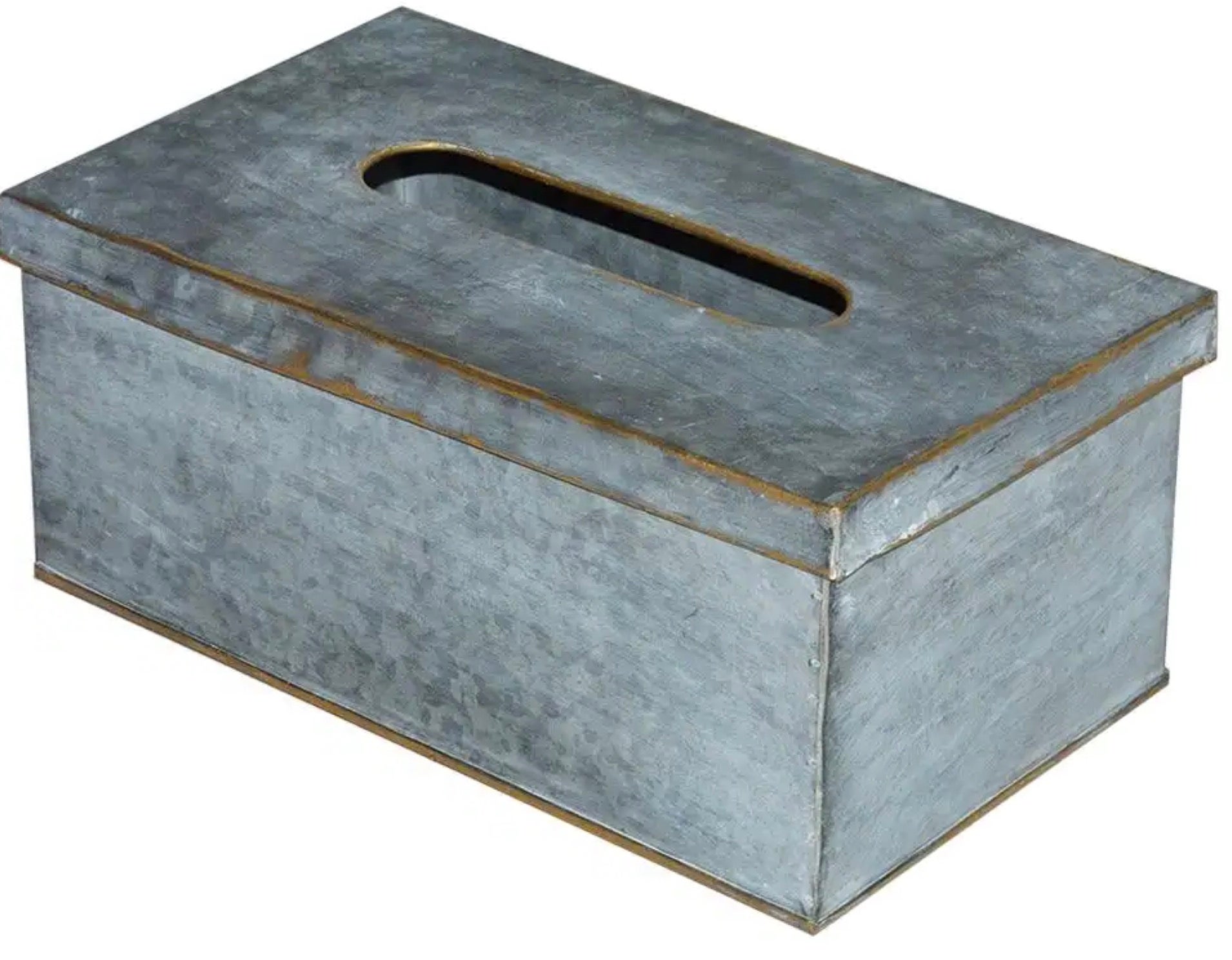 Add a neoclassical country touch to your countertop or nightstand with a gold gilt edge galvanized tissue box and add fashion and protection for your facial tissue at the same time -- enhancing the old fashioned feel of your bathroom or any room