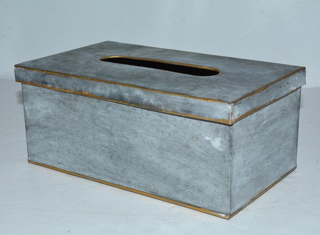 Gustavian Swedish Style Metal Gilt Edge Tissue Box