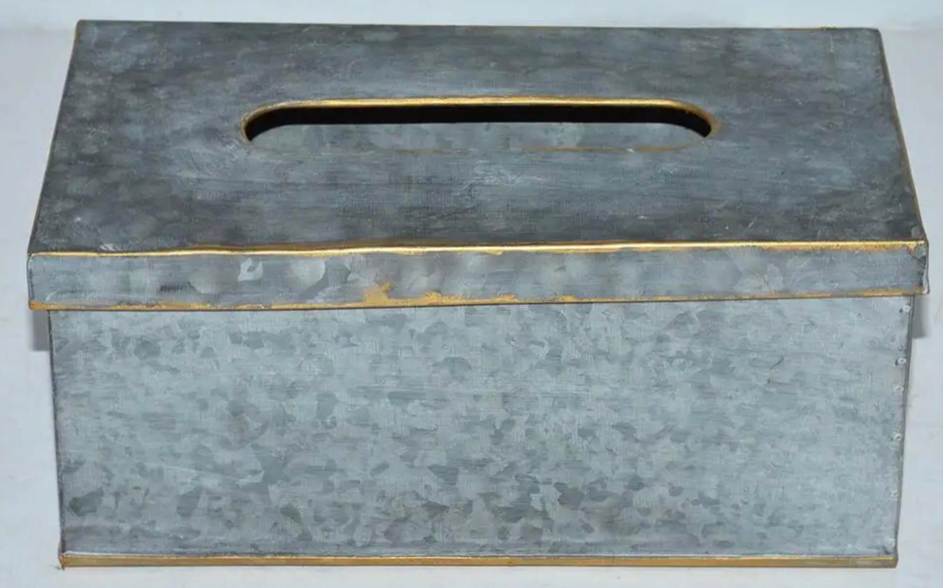 Gustavian Swedish Style Metal Gilt Edge Tissue Box