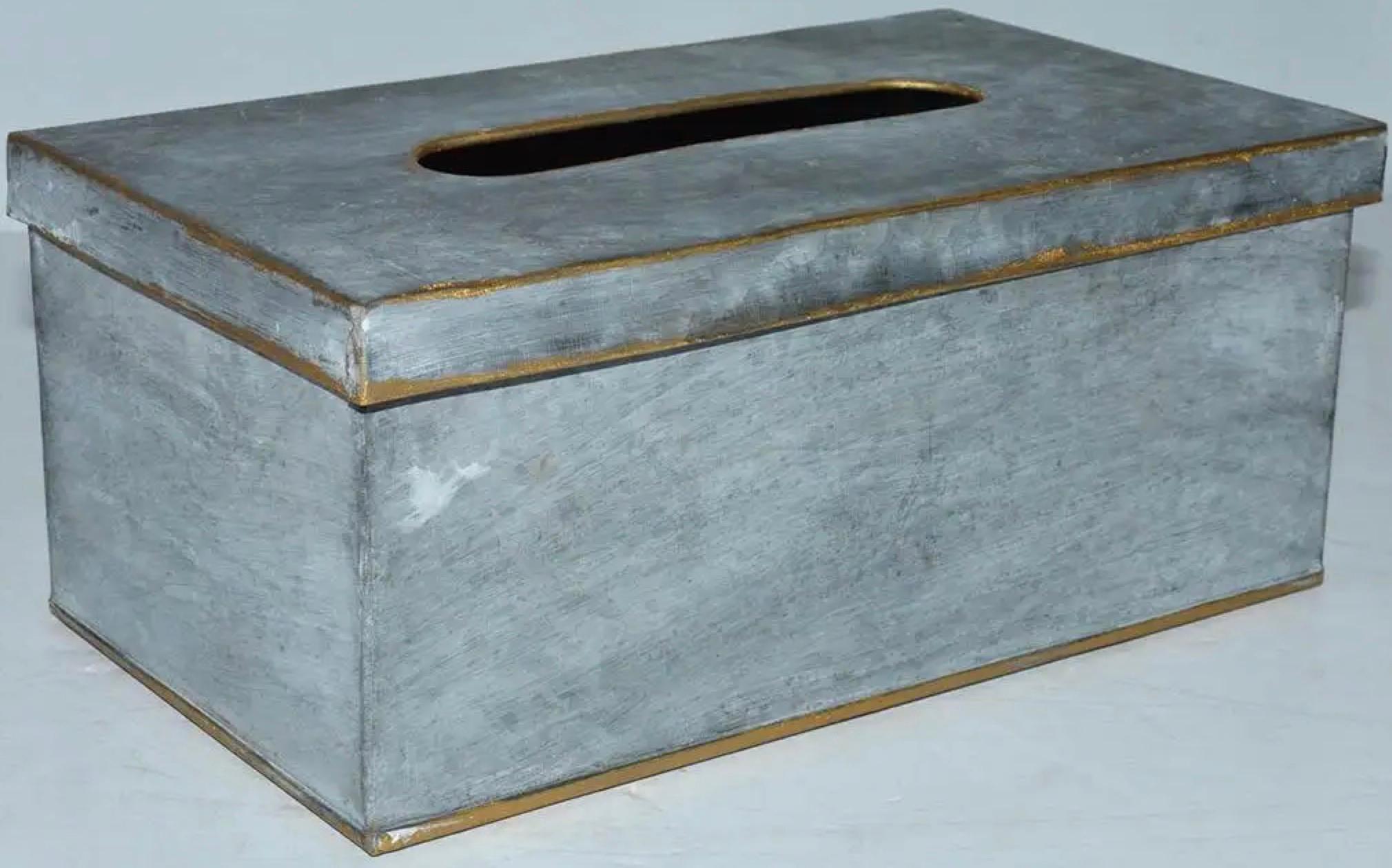 Galvanized Swedish Style Metal Gilt Edge Tissue Box