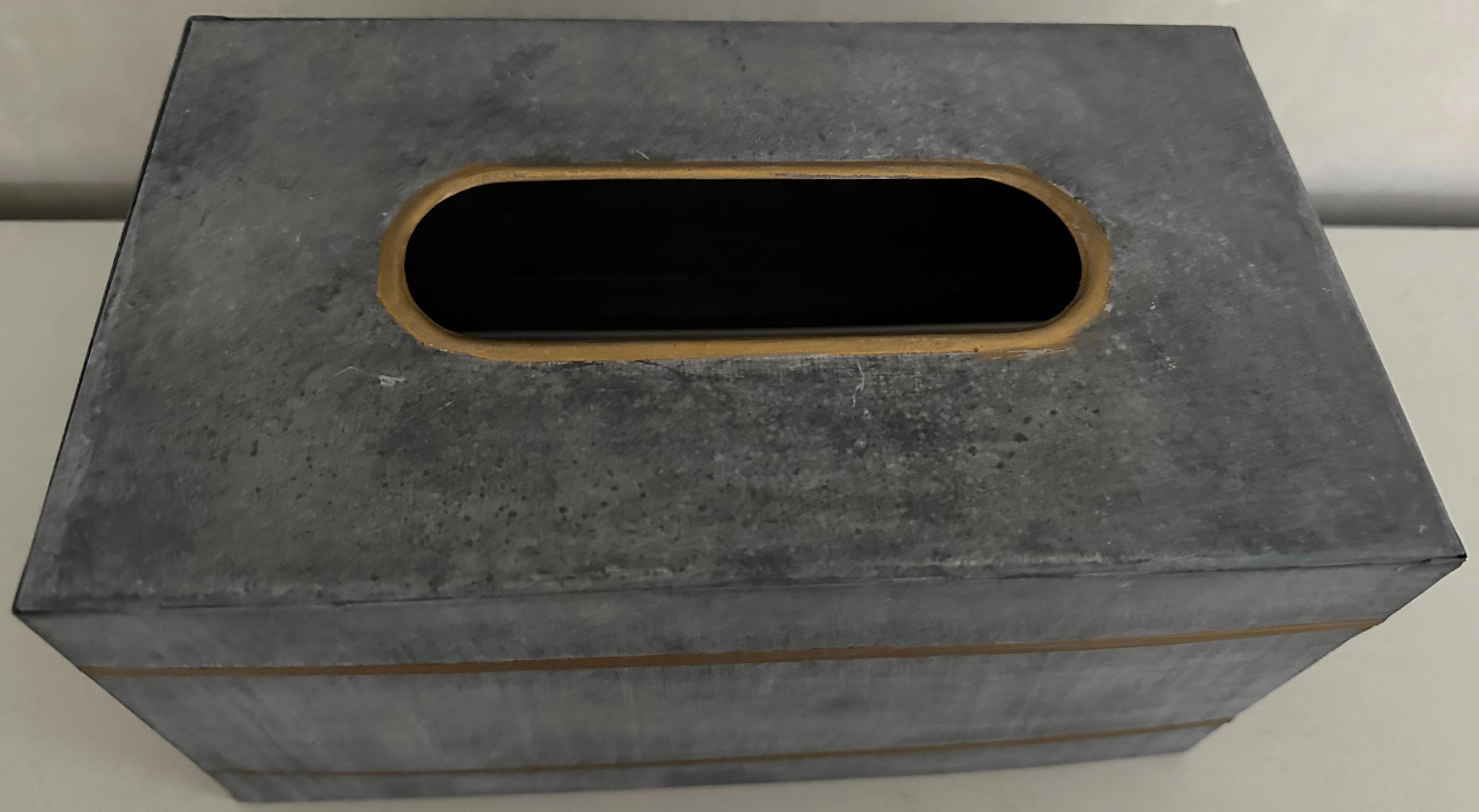 Swedish Style Metal Gilt Edge Tissue Box In New Condition In Sheffield, MA