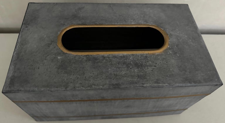 Swedish Style Metal Gilt Edge Tissue Box In New Condition For Sale In Sheffield, MA