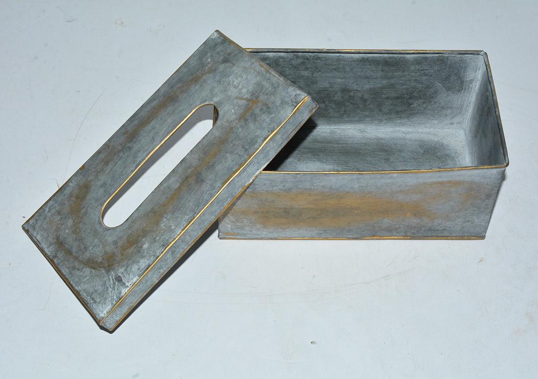 Contemporary Swedish Style Metal Gilt Edge Tissue Box