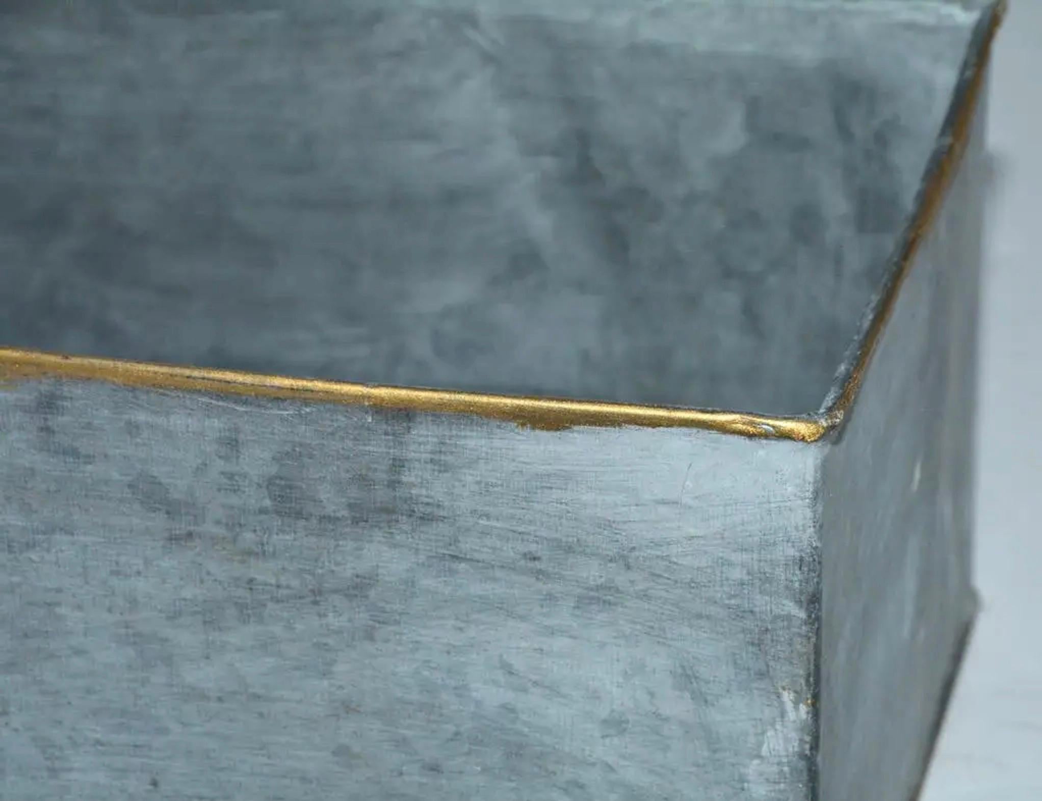 Contemporary Swedish Style Metal Gilt Edge Tissue Box
