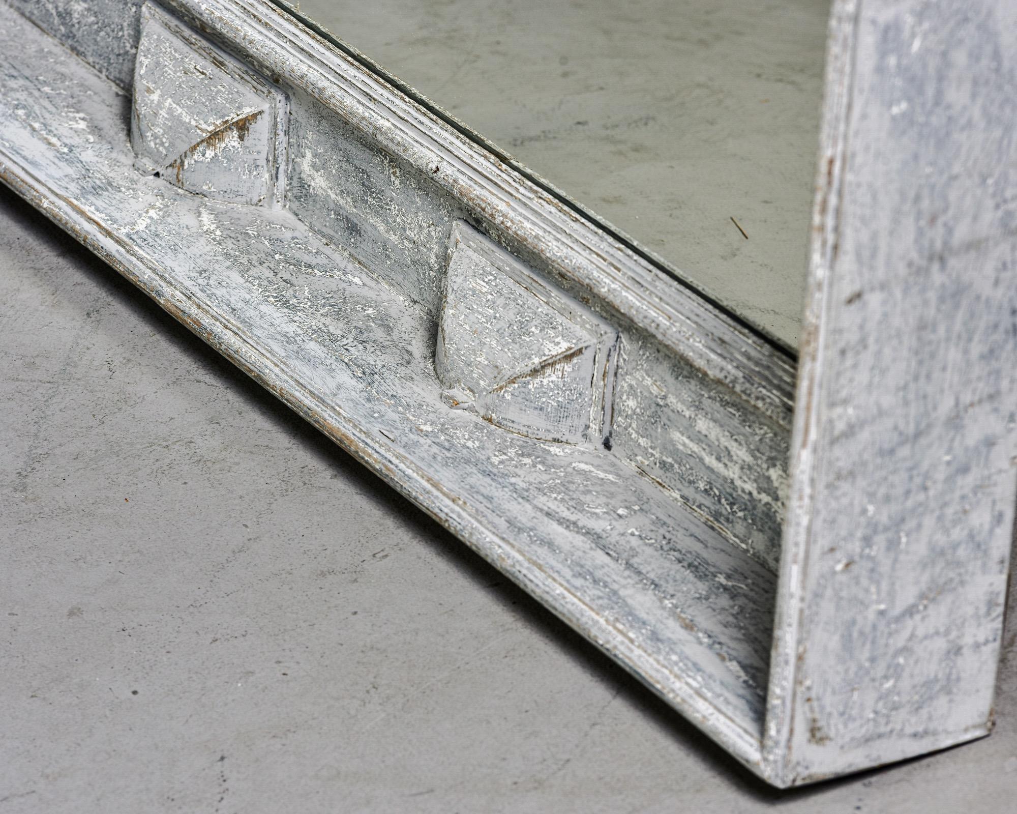 Swedish Style Mirror with Gray Blue Paint 4