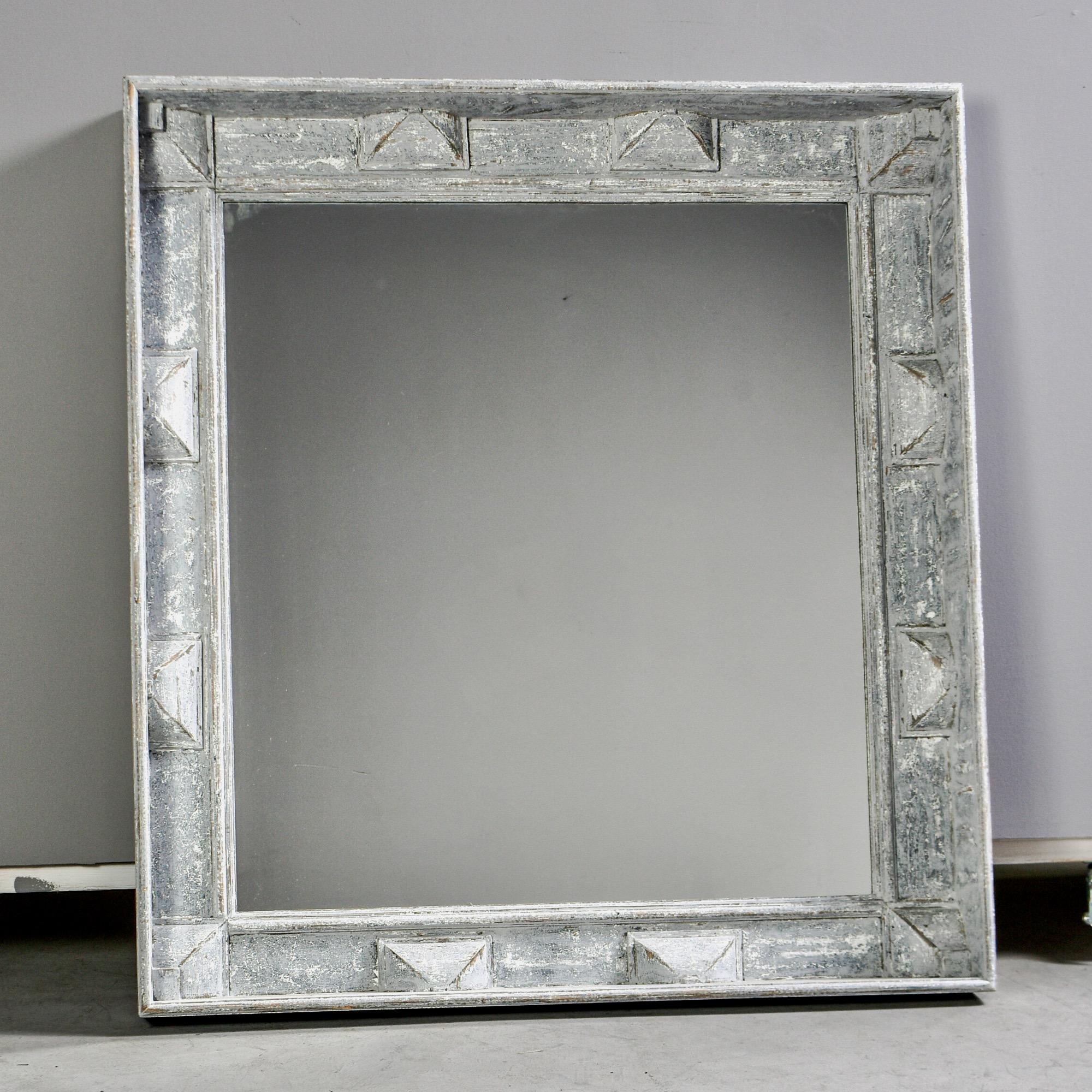 Gustavian Swedish Style Mirror with Gray Blue Paint