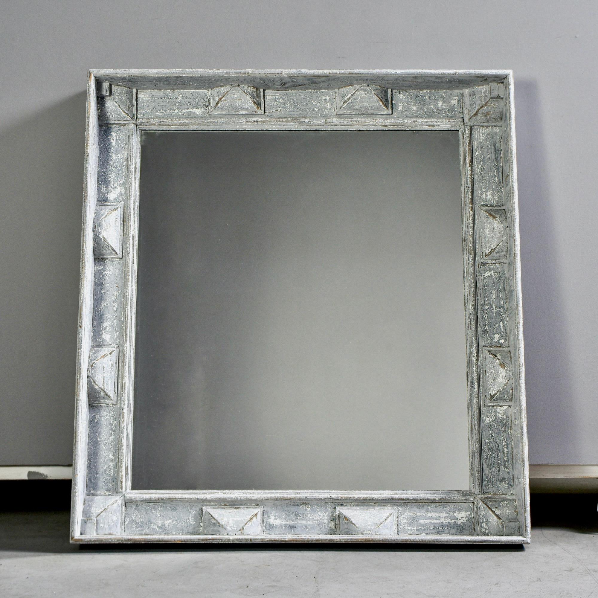 European Swedish Style Mirror with Gray Blue Paint