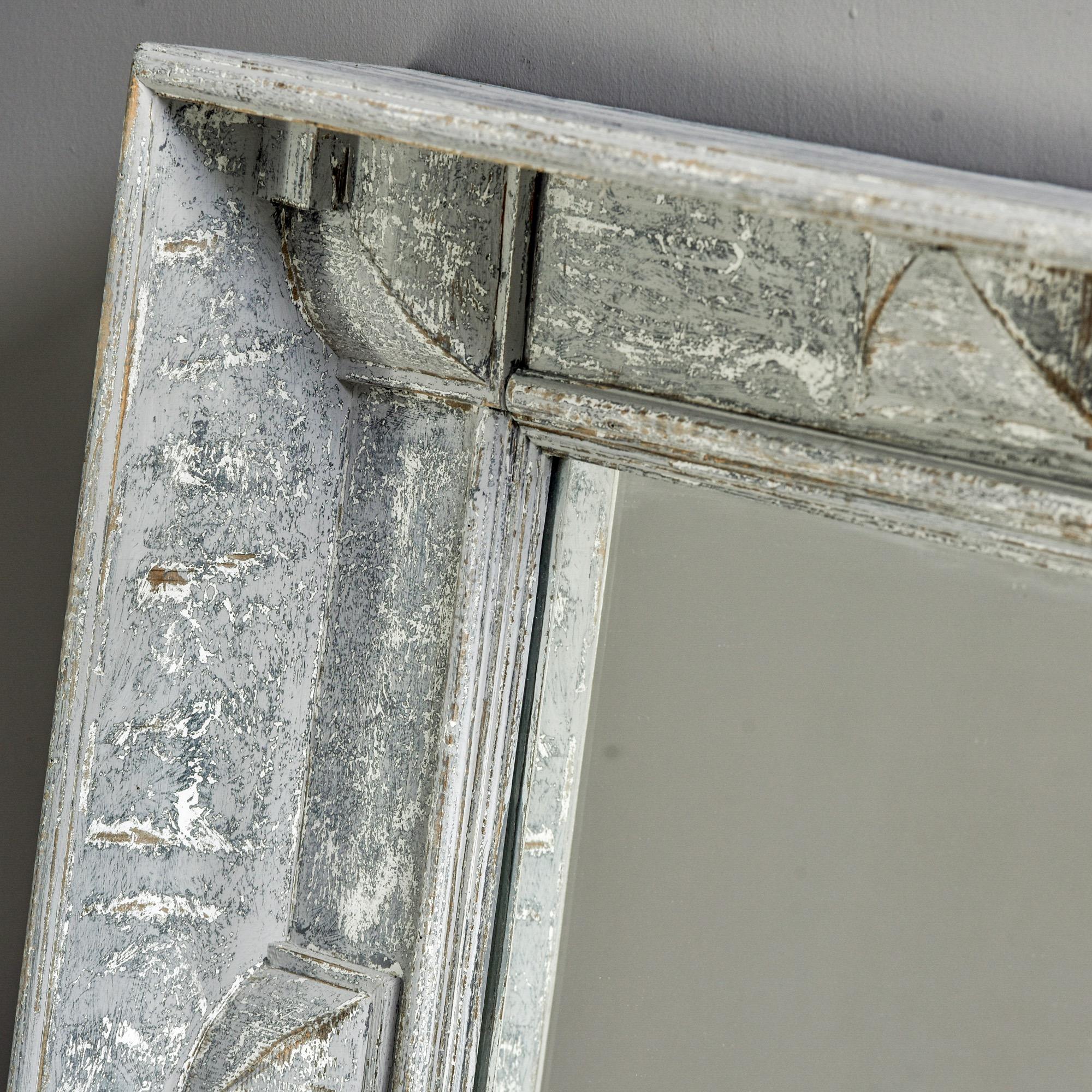 Swedish Style Mirror with Gray Blue Paint 2