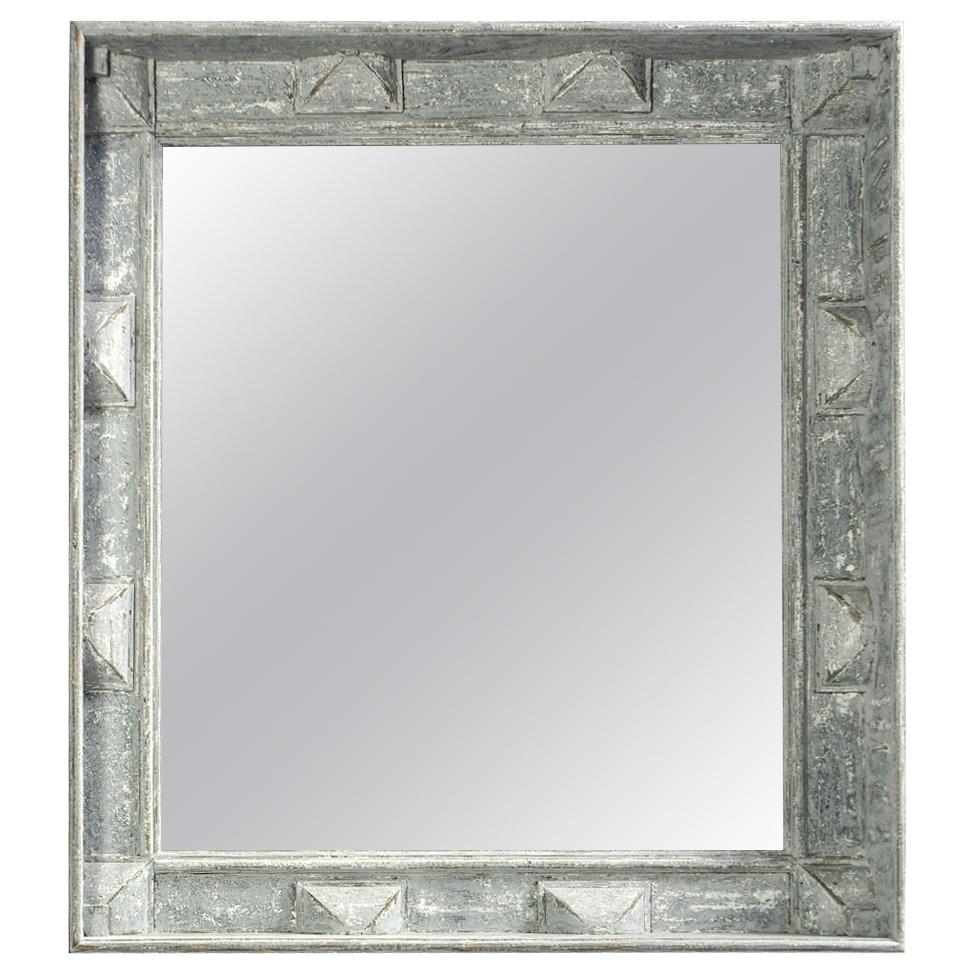 Swedish Style Mirror with Gray Blue Paint