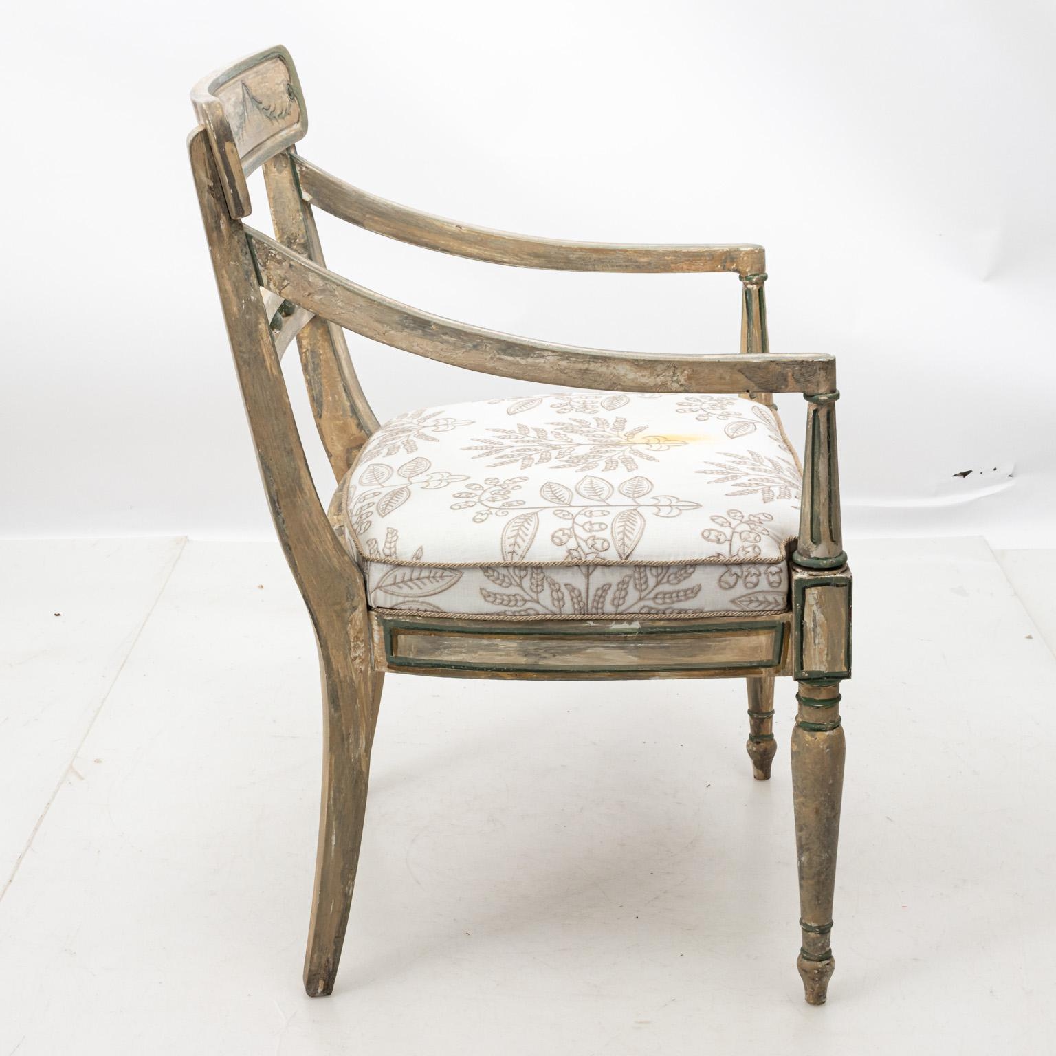 Gustavian Swedish Style Painted Armchair by Bob Christian