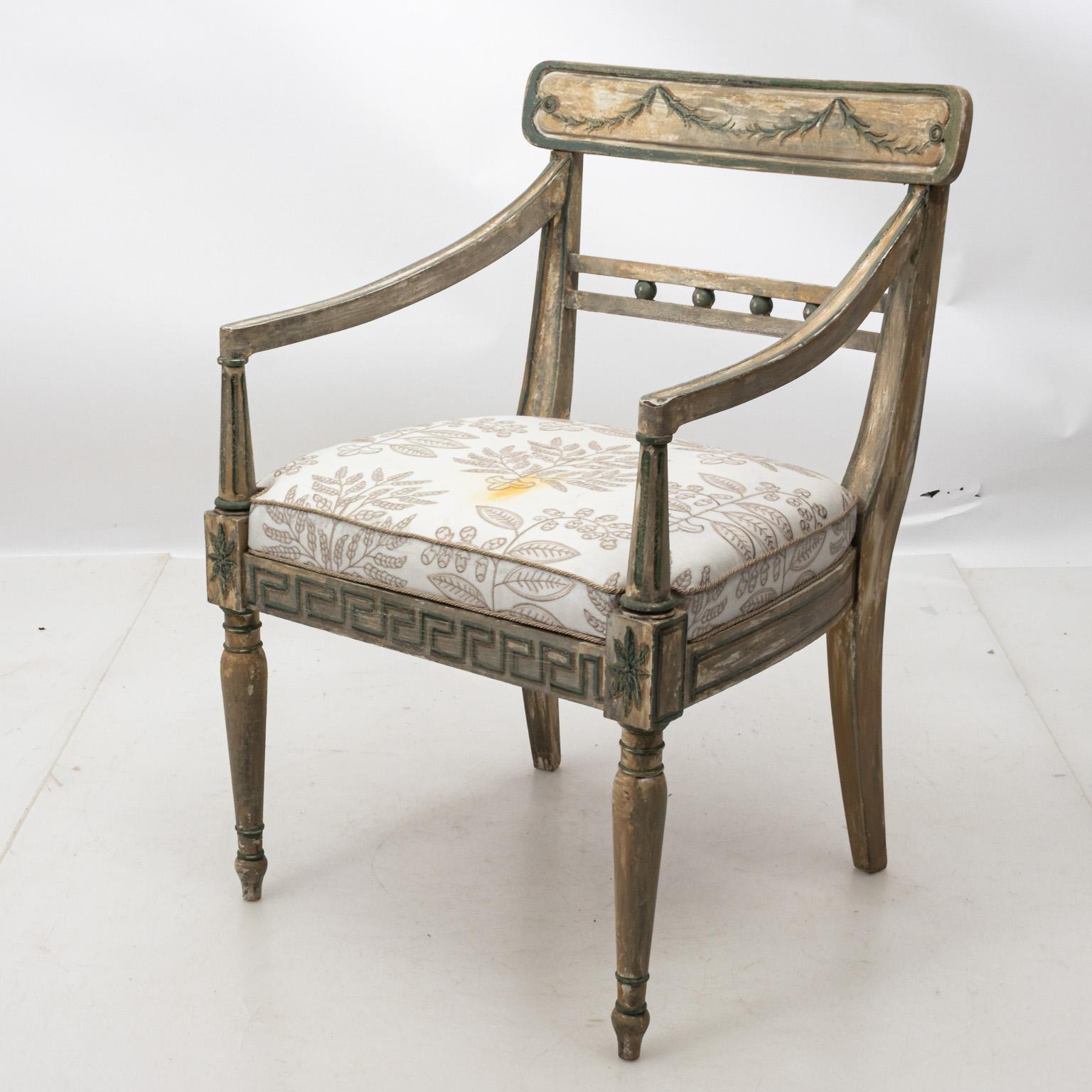 Fabric Swedish Style Painted Armchair by Bob Christian