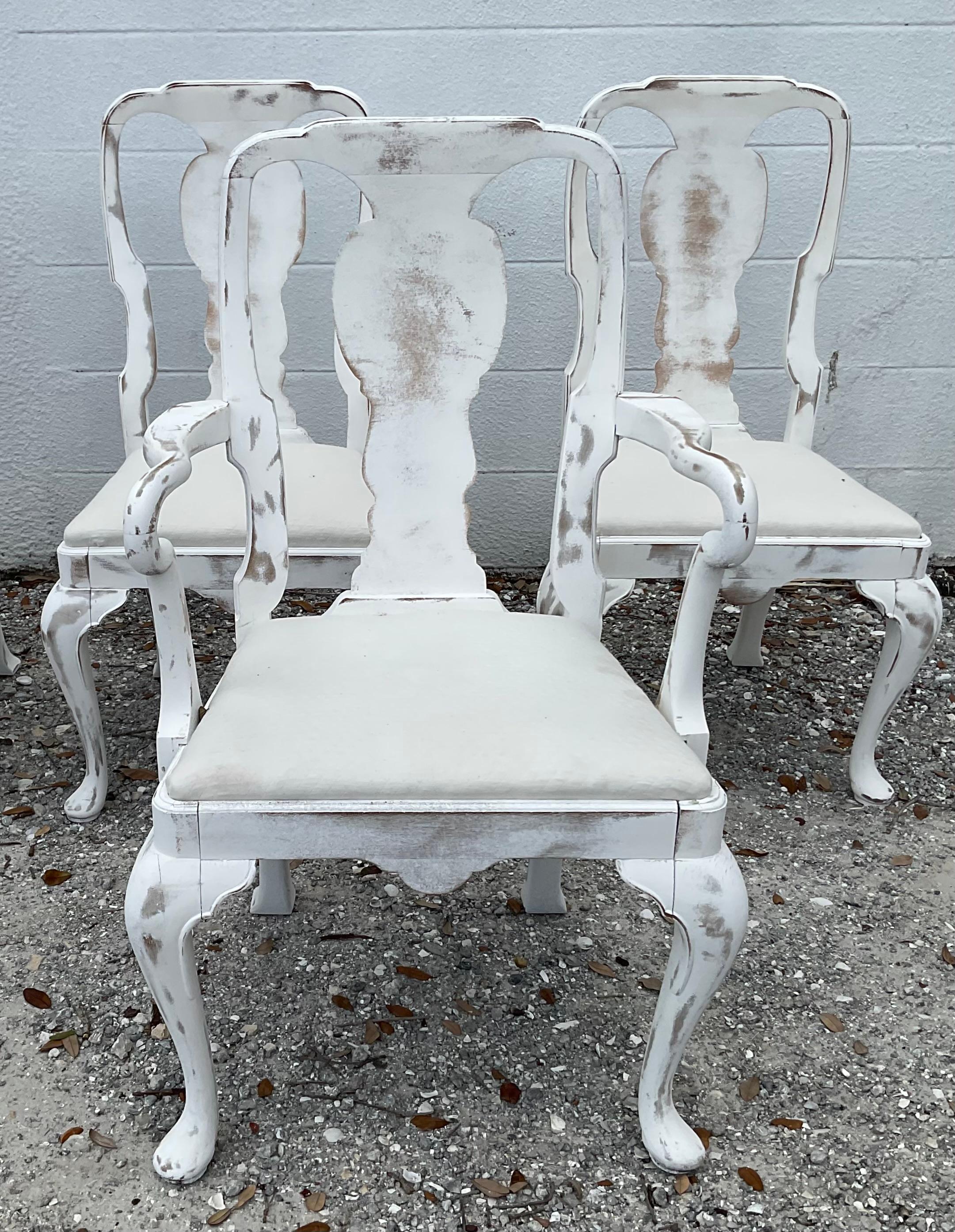 Swedish Style Queen Anne Dining Chairs, Set of 6 In Good Condition For Sale In Bradenton, FL