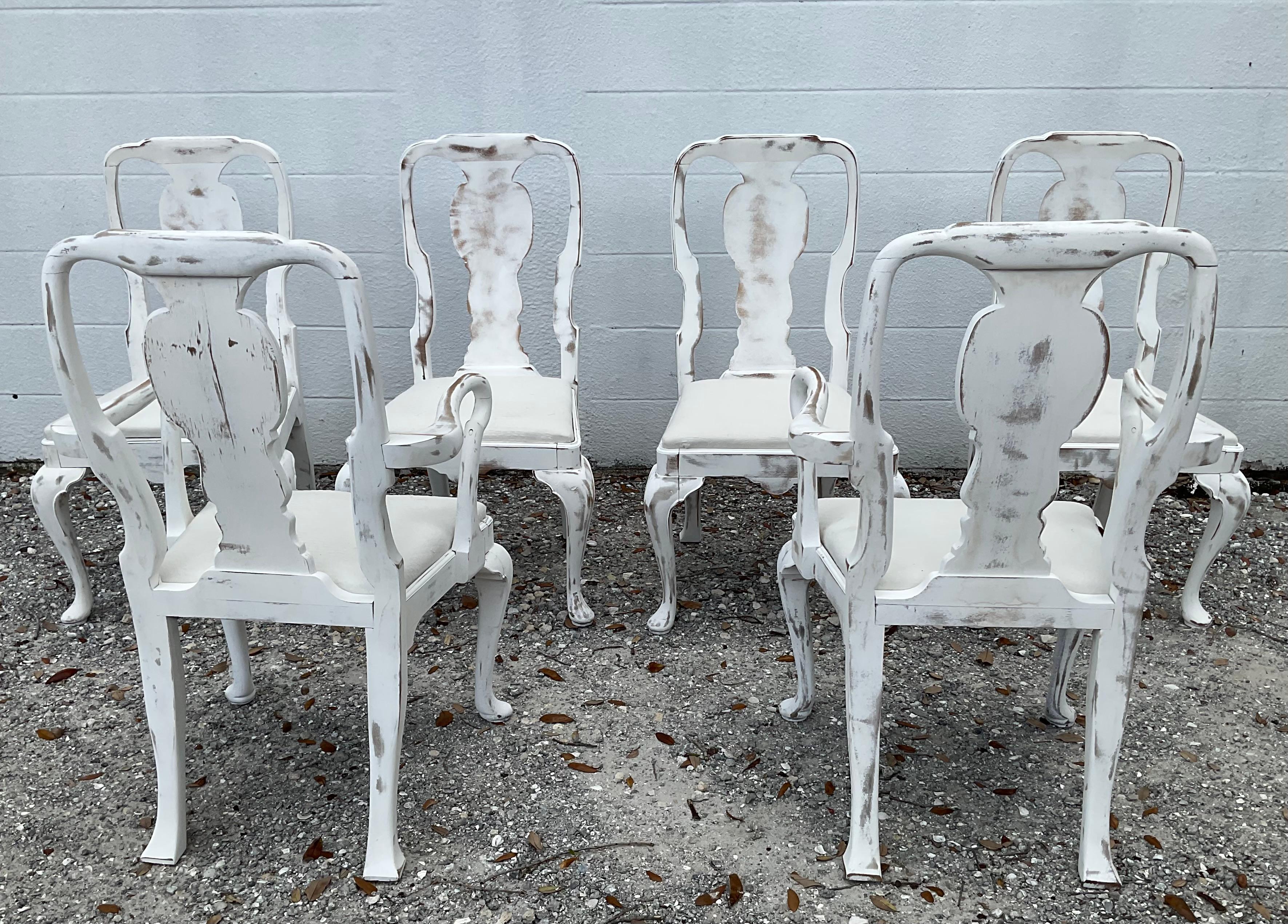 Swedish Style Queen Anne Dining Chairs, Set of 6 For Sale 2
