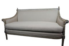 Swedish Style Settee Distressed with Pineapple Finials
