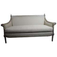 Swedish Style Settee Distressed with Pineapple Finials