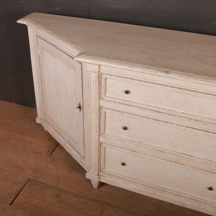 Hand-Painted Swedish Style Sideboard with Drawers For Sale