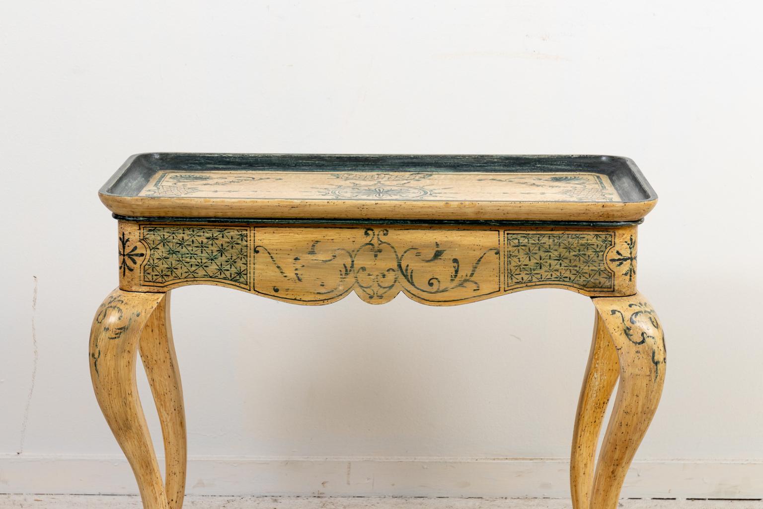 Gustavian Swedish Style Tea Table Hand Painted For Sale