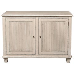 Swedish Style Two-Door Cabinet with Bone Color Paint