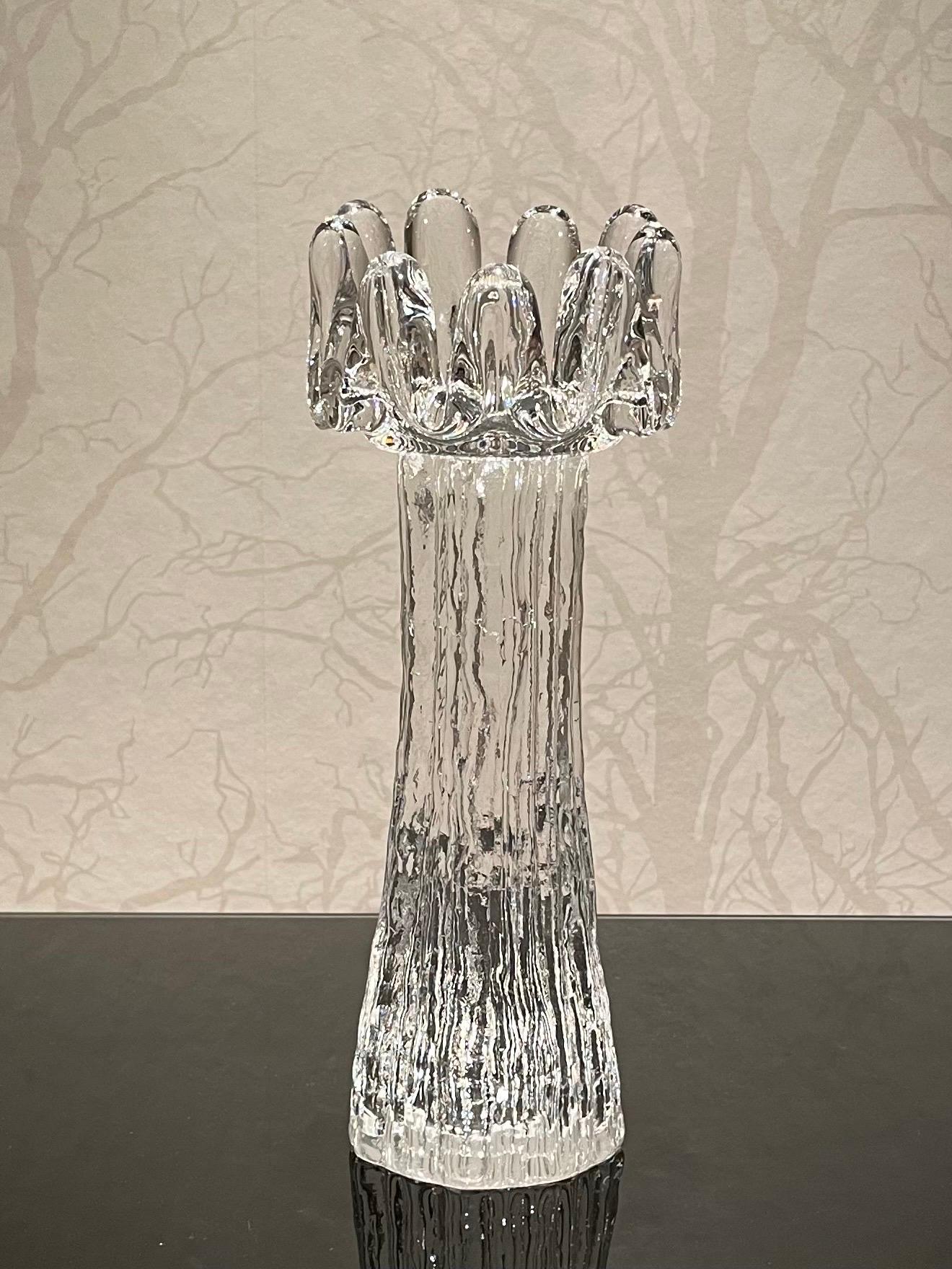 Swedish Sunflower Crystal Candlesticks Collection by Göran Wärff for Kosta Boda For Sale 5