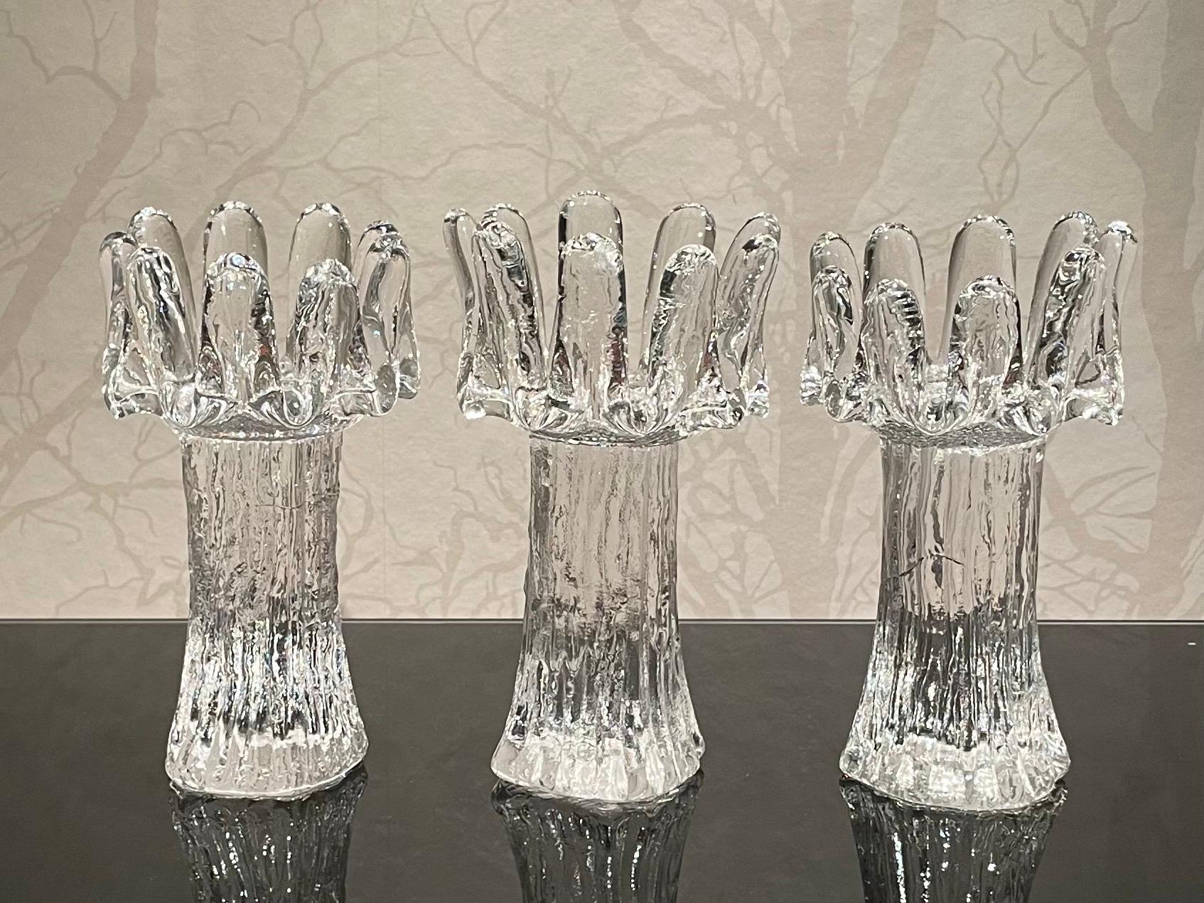 Swedish Sunflower Crystal Candlesticks Collection by Göran Wärff for Kosta Boda For Sale 7