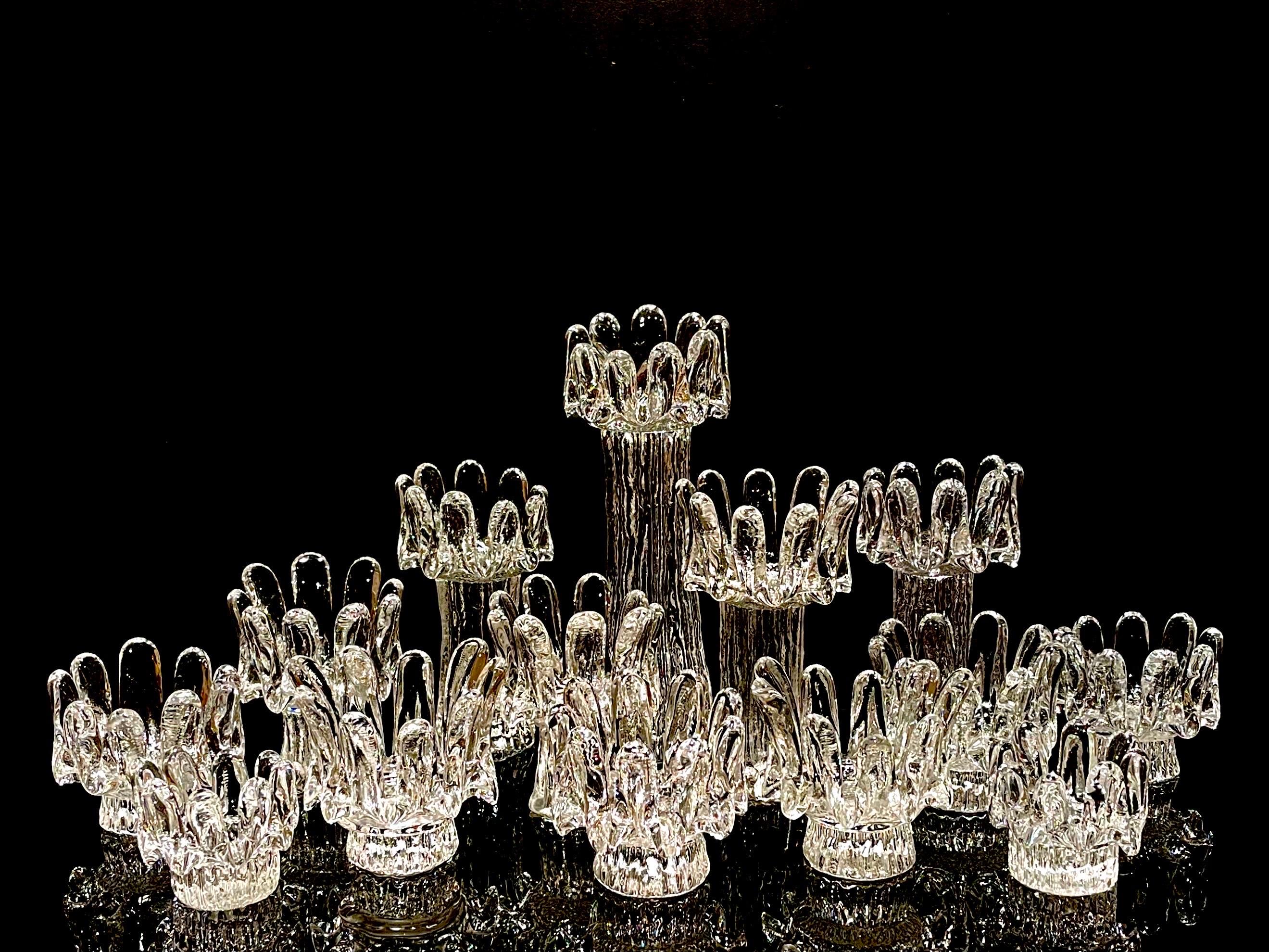 Scandinave moderne Collection de chandeliers en cristal Tournesol de Suède par Göran Wärff pour Kosta Boda en vente
