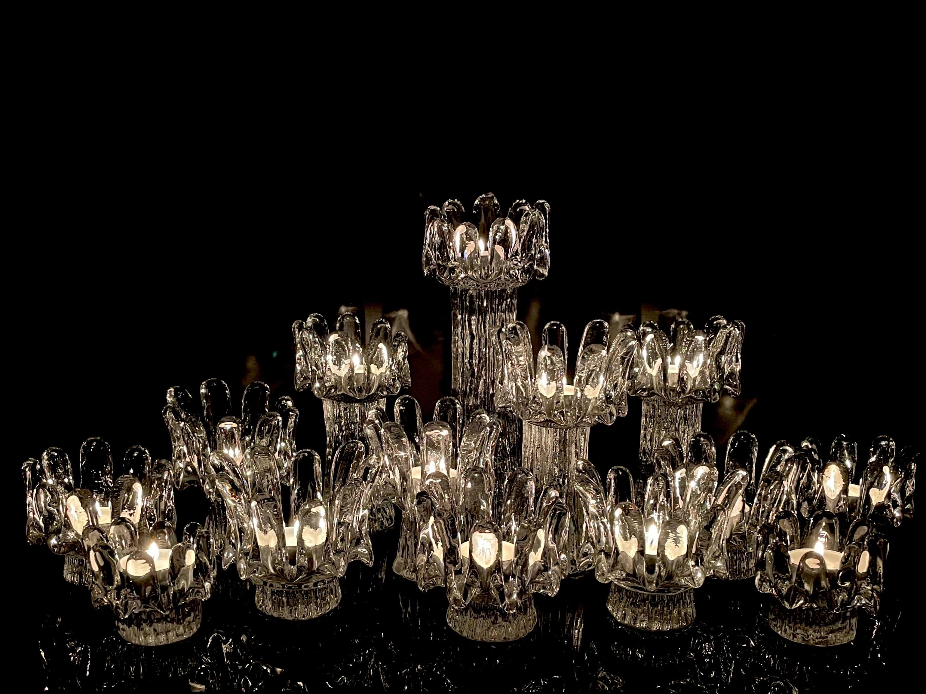 Collection de chandeliers en cristal Tournesol de Suède par Göran Wärff pour Kosta Boda Bon état - En vente à Örebro, SE