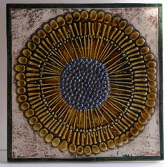 Piatto da parete con girasole svedese in ceramica di Lisa Larson per Gustavsberg