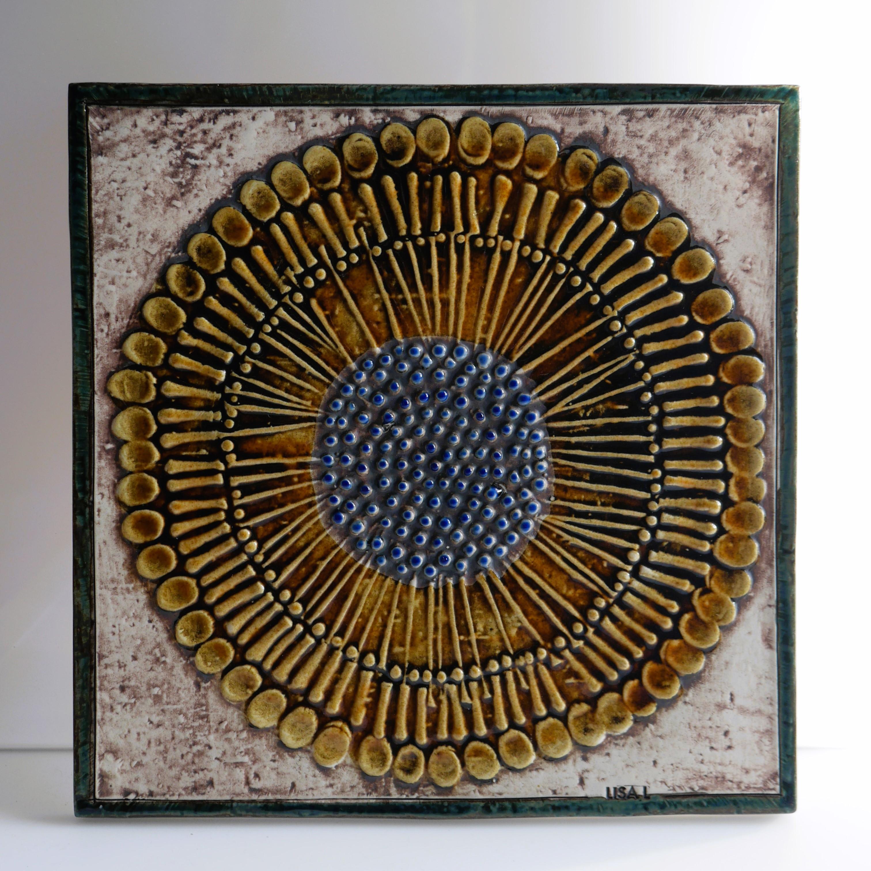 Swedish Sunflower Wall Plate in Ceramic by Lisa Larson for Gustavsberg 2