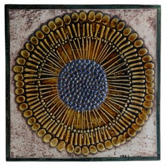 Retro Swedish Sunflower Wall Plate in Ceramic by Lisa Larson for Gustavsberg