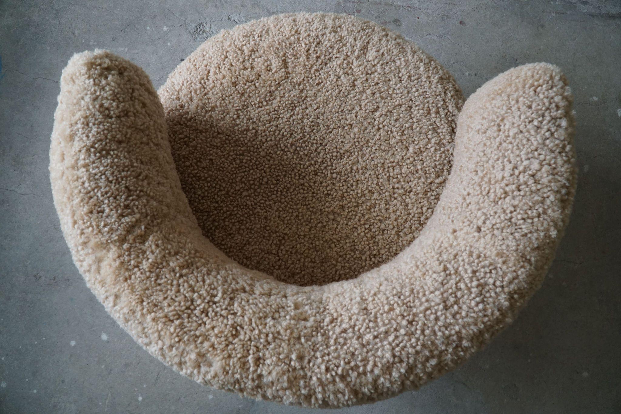 Swedish Swivel Armchair in Beech & Lambswool by Carina Bengs, Model 