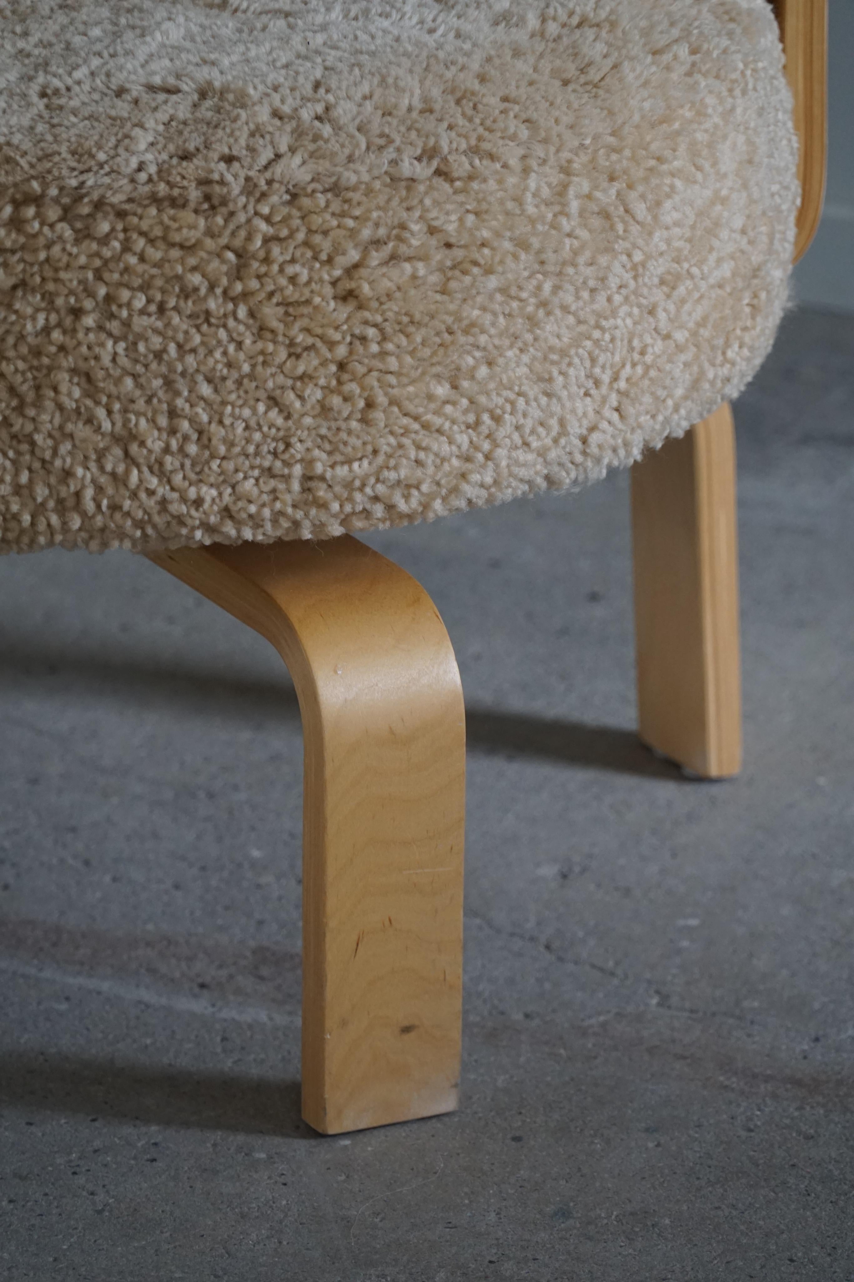 Swedish Swivel Armchair in Beech & Lambswool by Carina Bengs, Model 