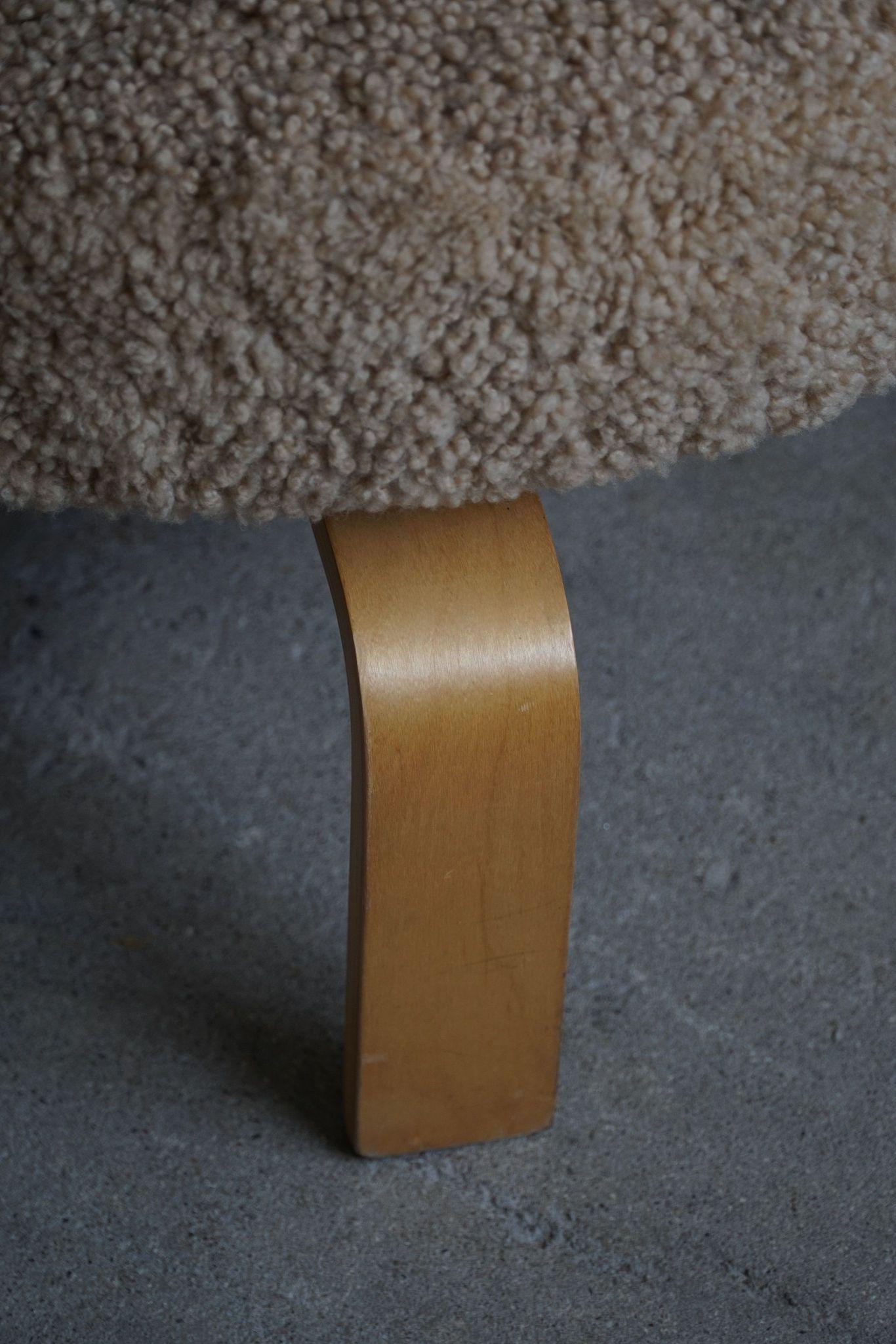 Swedish Swivel Armchair in Beech & Lambswool by Carina Bengs, Model 