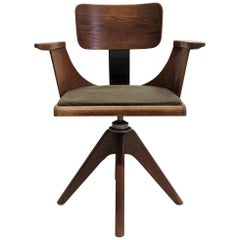 Swedish Swivel Oak Armchair from Tranås, circa 1930-1940