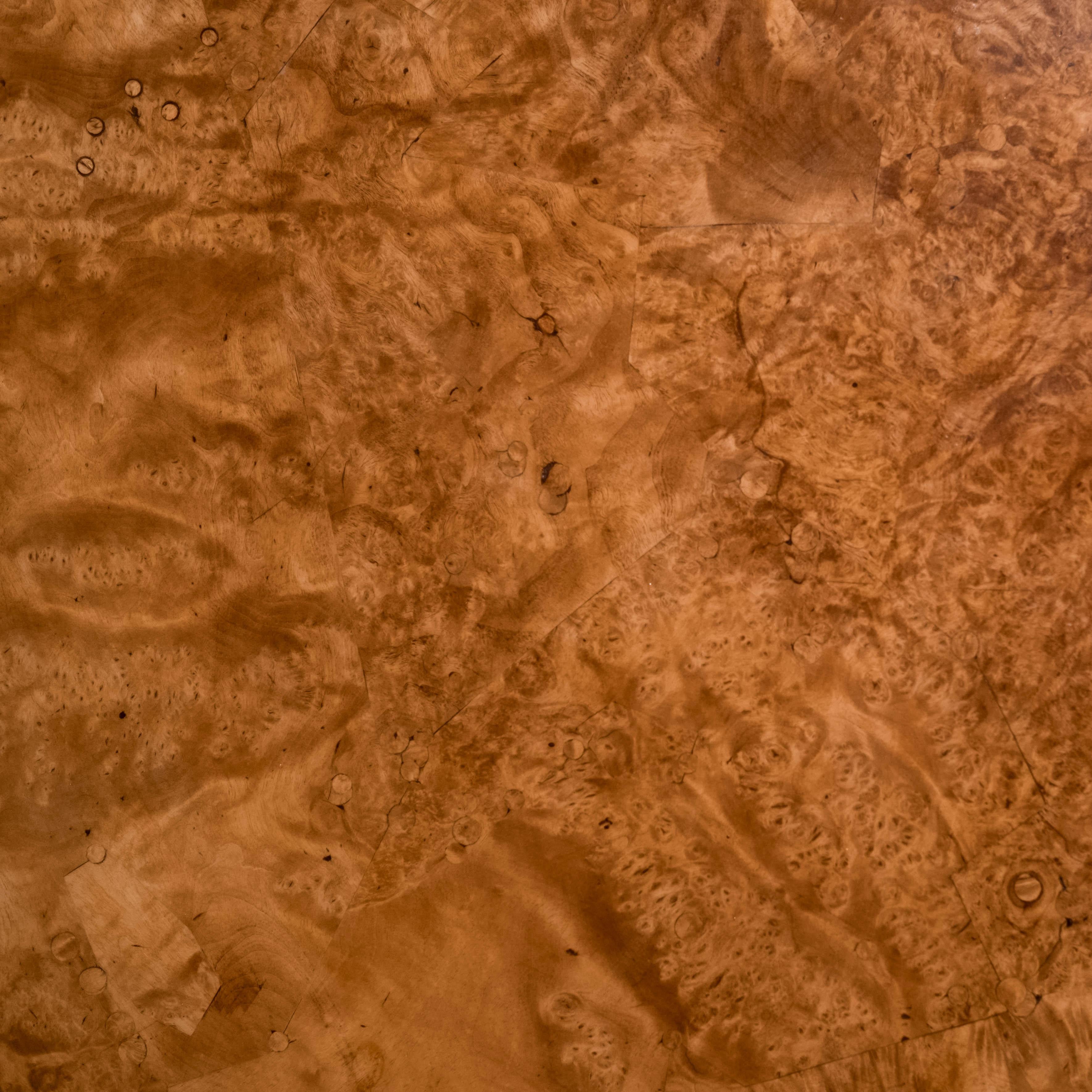 Patchwork Swedish Table in Birchwood Root Veneer For Sale