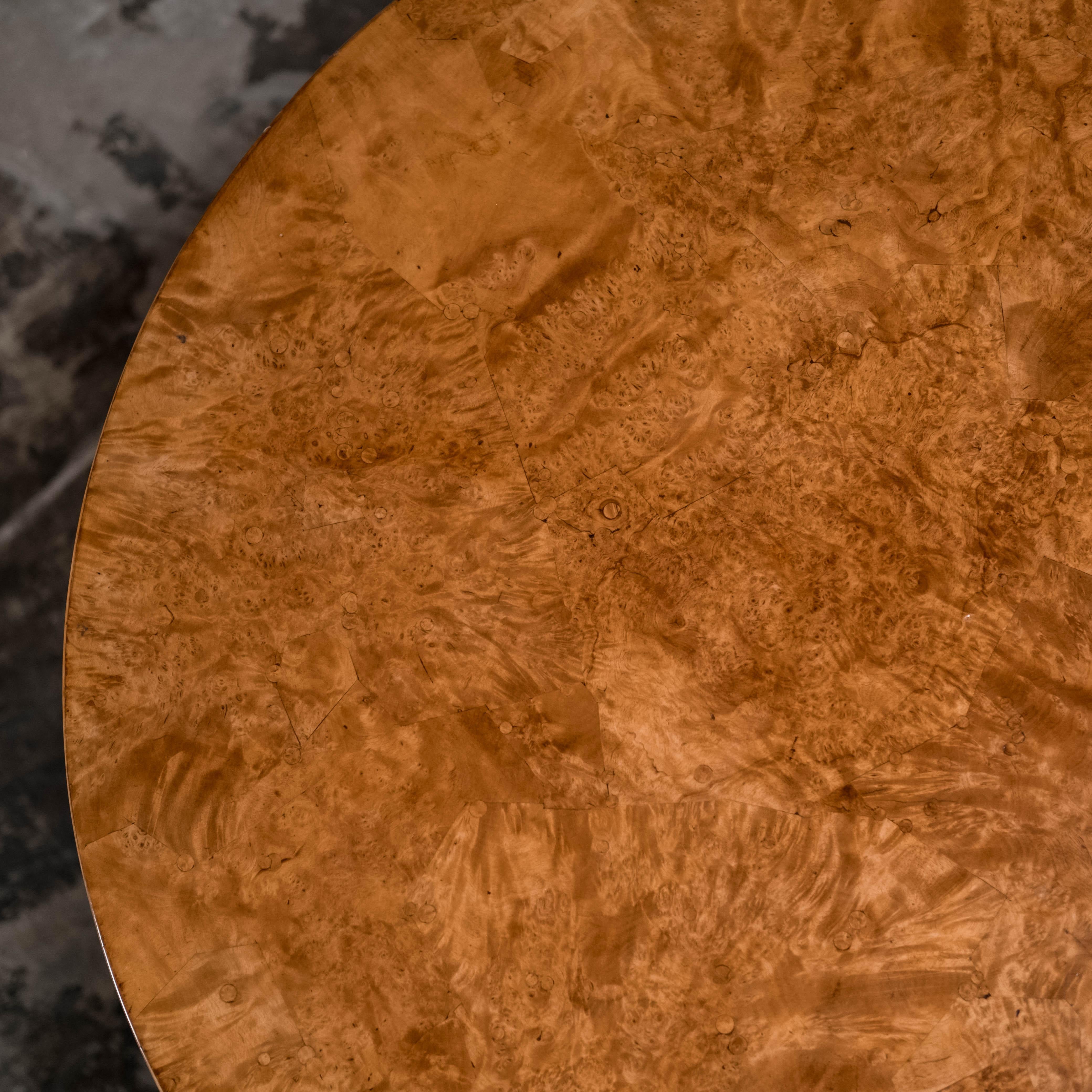 Swedish Table in Birchwood Root Veneer In Good Condition For Sale In Los Angeles, CA