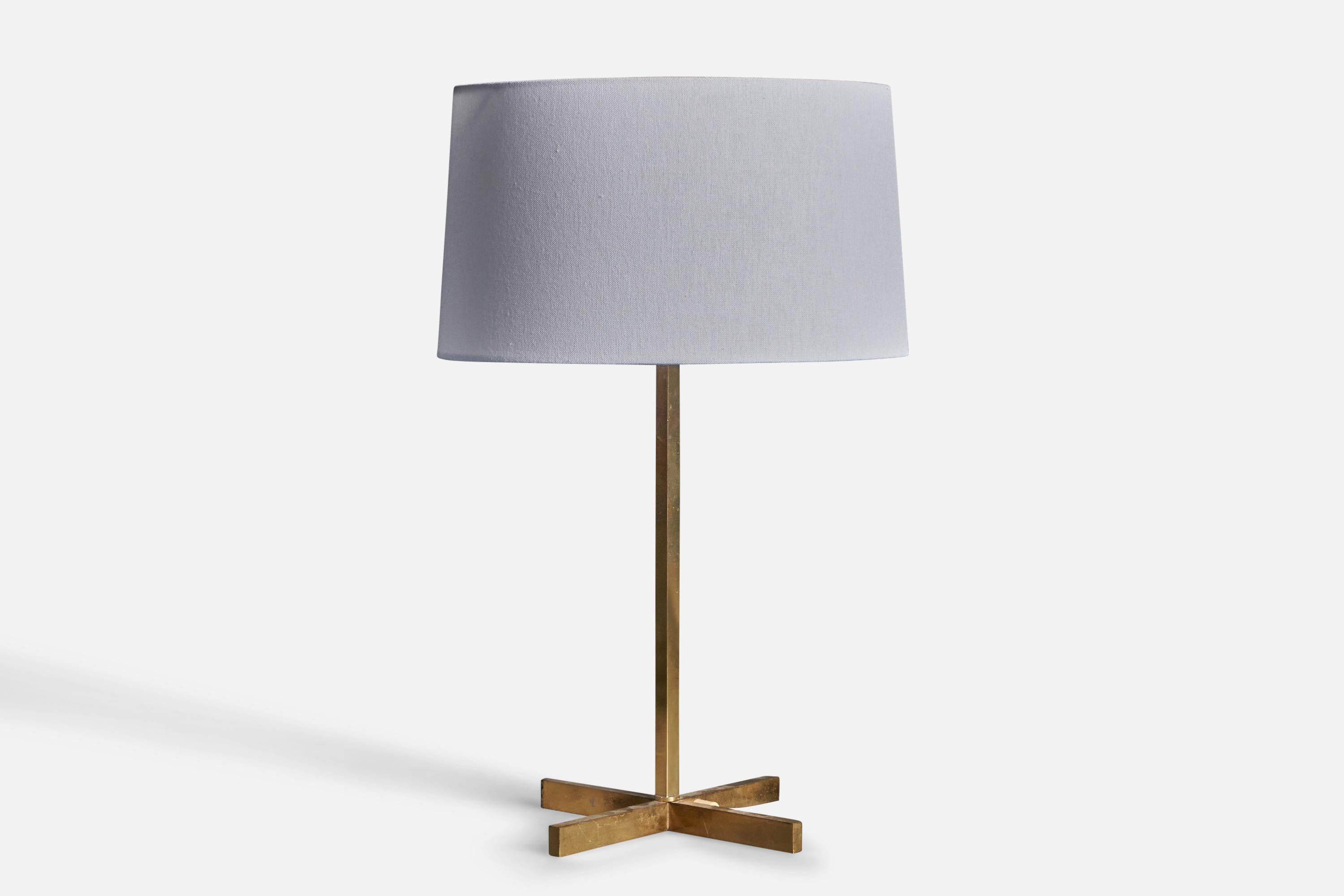 Lampe de bureau suédoise, laiton, rotin, Suède, 1970 Bon état - En vente à High Point, NC