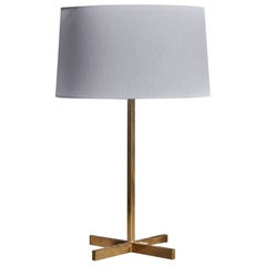 Swedish, Table Lamp, Brass, Rattan, Sweden, 1970s