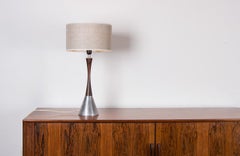 Swedish table lamp in Aluminum, Rosewood and Bakelite by Bergboms 1960.