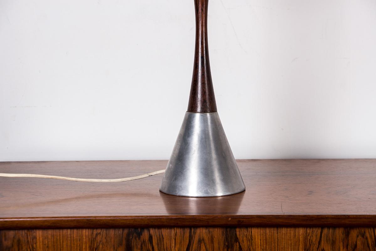 Mid-20th Century Swedish table lamp in Aluminum, Rosewood and Bakelite by Bergboms 1960. For Sale