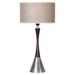 Swedish table lamp in Aluminum, Rosewood and Bakelite by Bergboms 1960.
