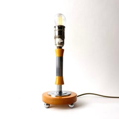 Swedish Table Lamp in cool Art Deco made of Birch and Chrome from 1930s