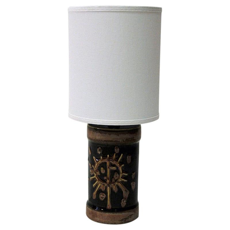 Swedish Table Lamp of Brown Glazed Ceramics by Carl Harry Stålhane, 1960s