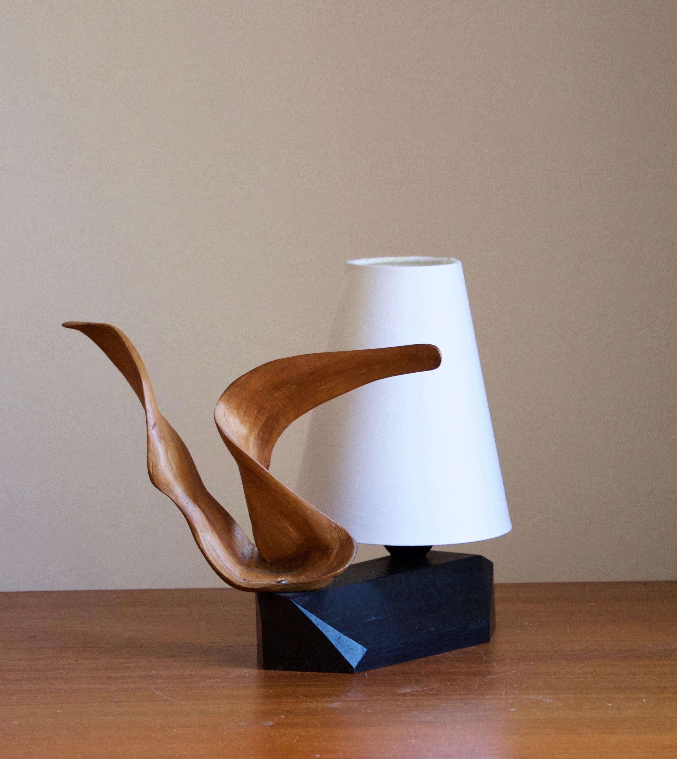 A table lamp, designed and produced in Sweden, 1959. Dated and initialed 